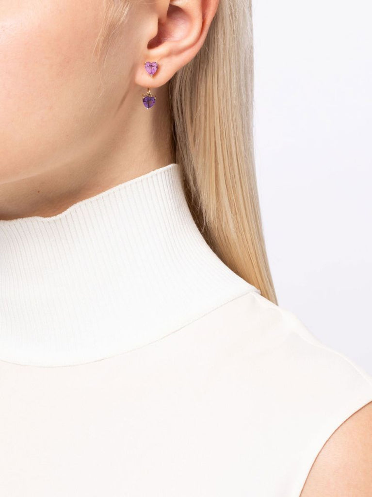 9k Yellow Gold Amethyst and Crystal Earrings