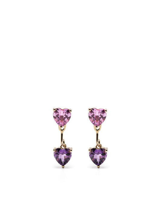 9k Yellow Gold Amethyst and Crystal Earrings
