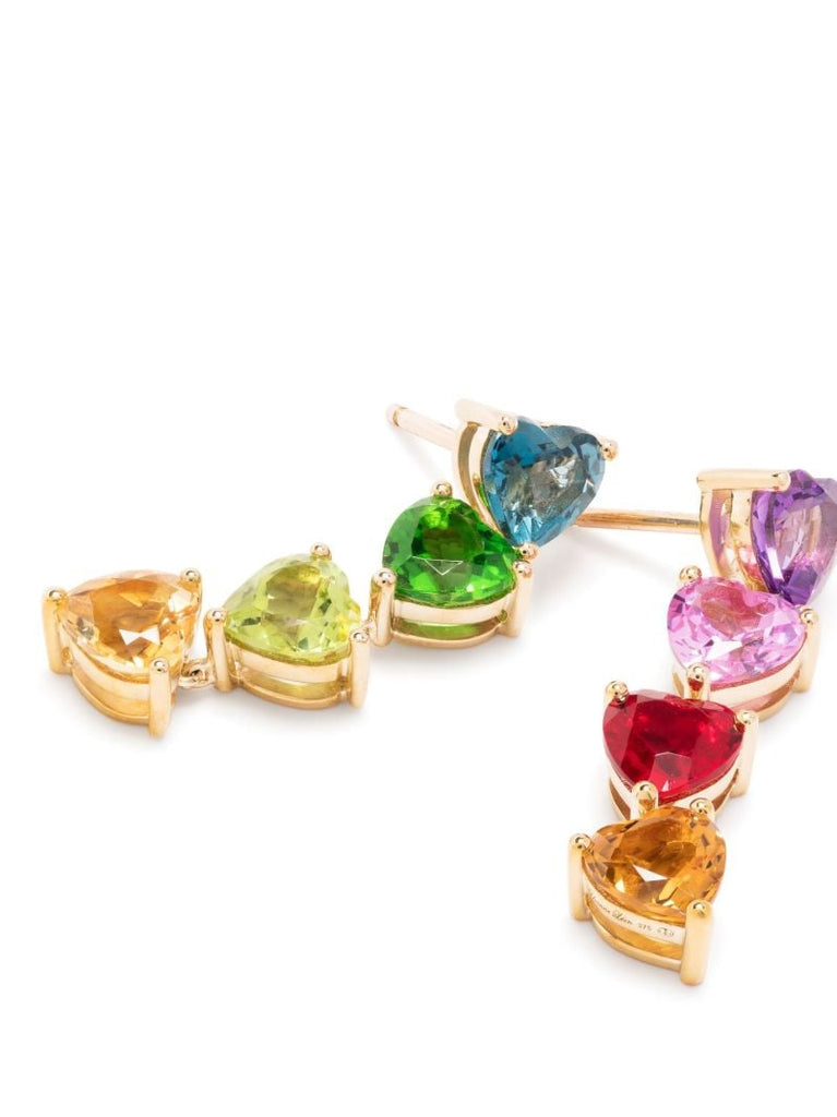 9k Yellow Gold Multi Coeurs Gemstone Earrings