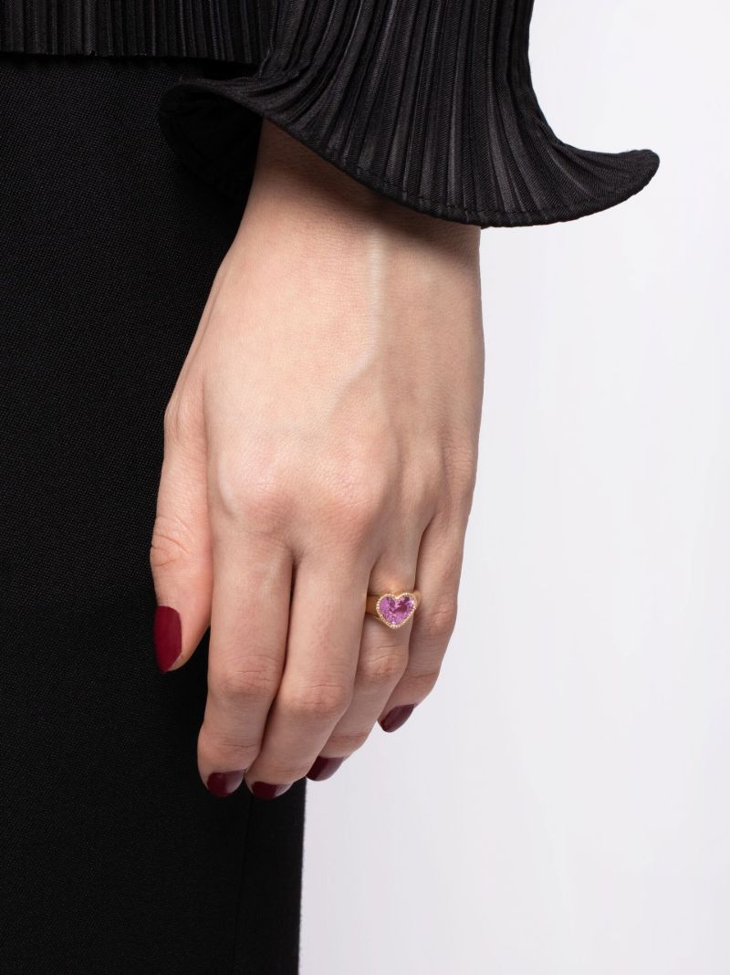 9k Yellow Gold Mini Coeur Crystal Ring