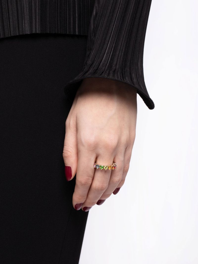 9k Yellow Gold Multi Coeurs Gemstone Ring