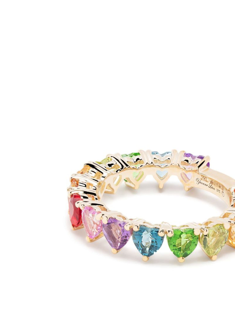 9k Yellow Gold Multi Coeurs Gemstone Ring