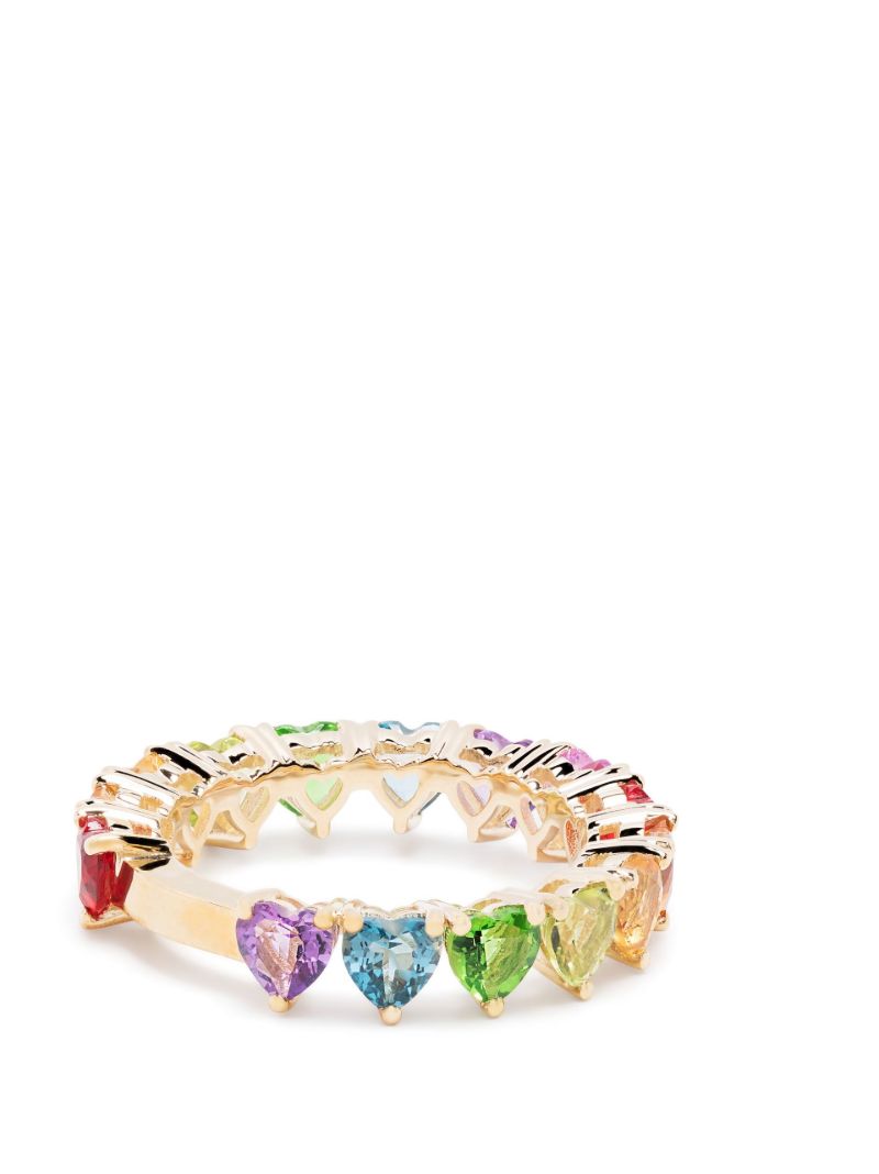 9k Yellow Gold Multi Coeurs Gemstone Ring