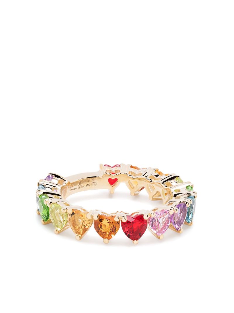 9k Yellow Gold Multi Coeurs Gemstone Ring