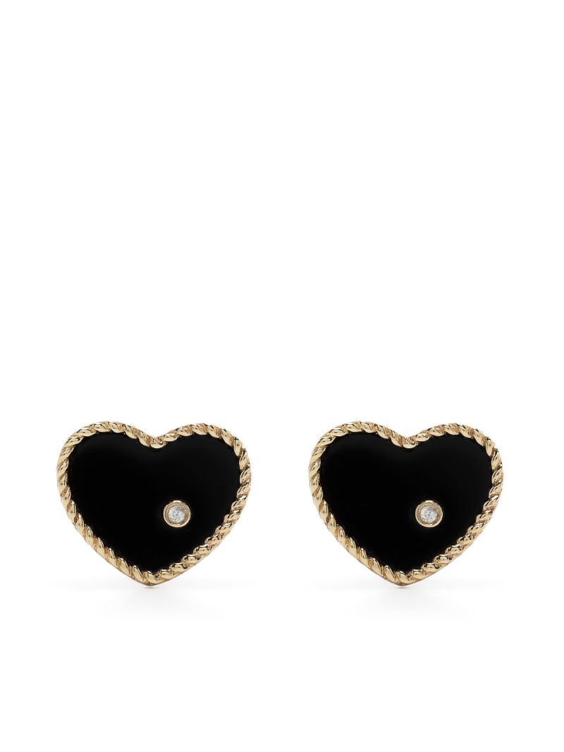 9k Yellow Gold Baby CÃ_x0085_â_x0080__x009c_ur Onyx and Diamond Stud Earrings