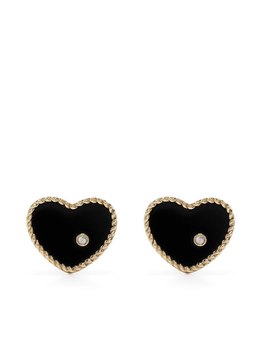 9k Yellow Gold Baby CÃ_x0085_â_x0080__x009c_ur Onyx and Diamond Stud Earrings