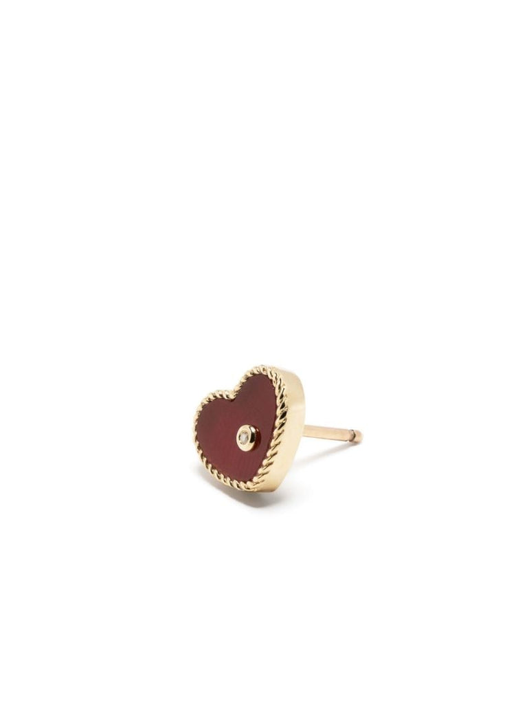 9k Yellow Gold Baby Coeur Diamond and Agate Earrings