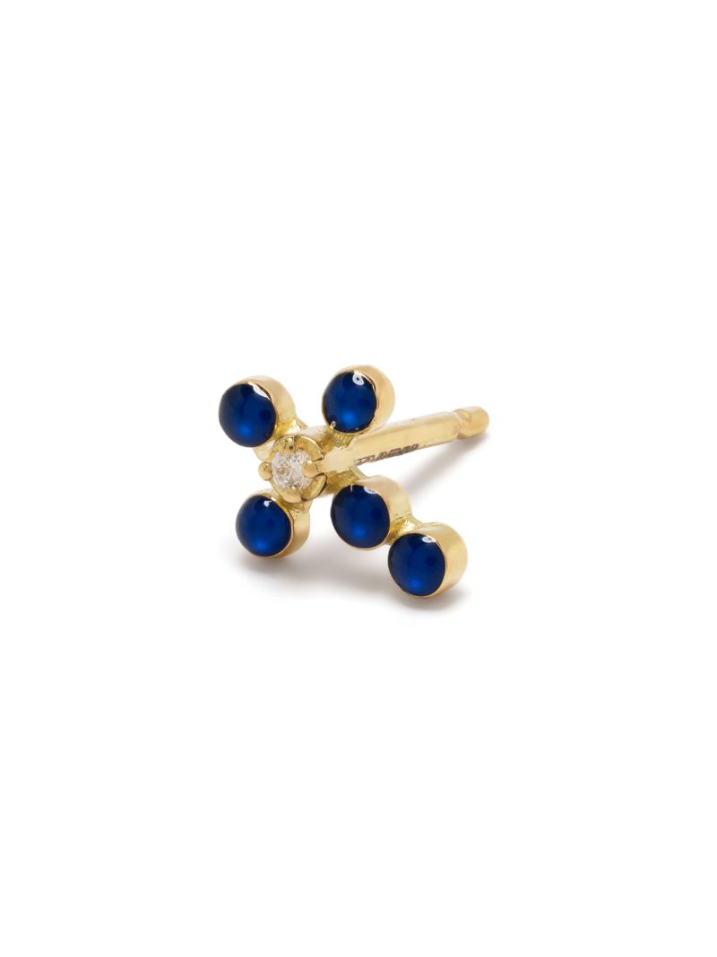 18k Yellow Gold Cross Diamond Stud Earrings