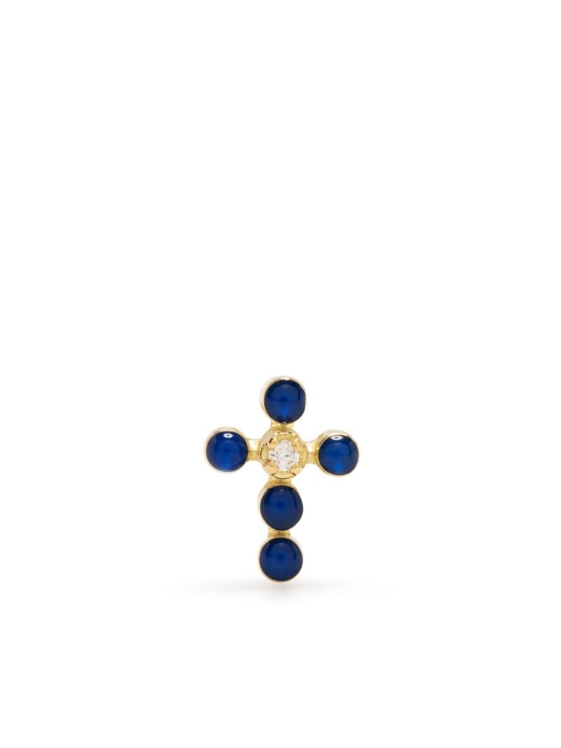 18k Yellow Gold Cross Diamond Stud Earrings
