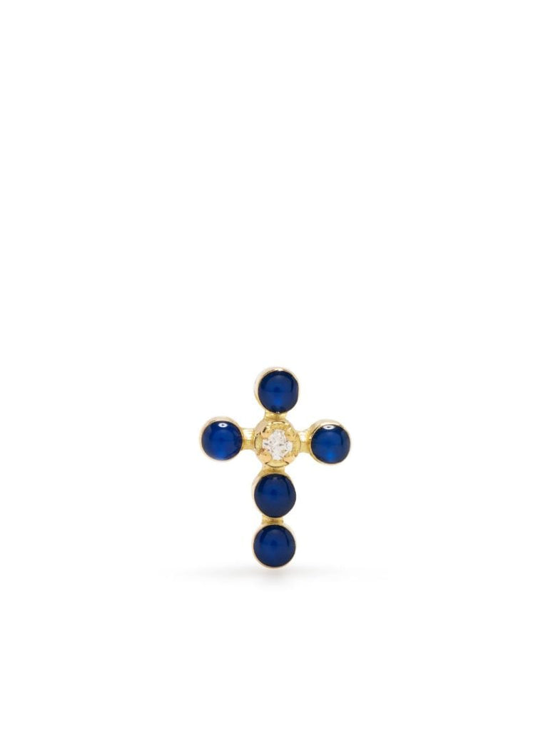 18k Yellow Gold Cross Diamond Stud Earrings