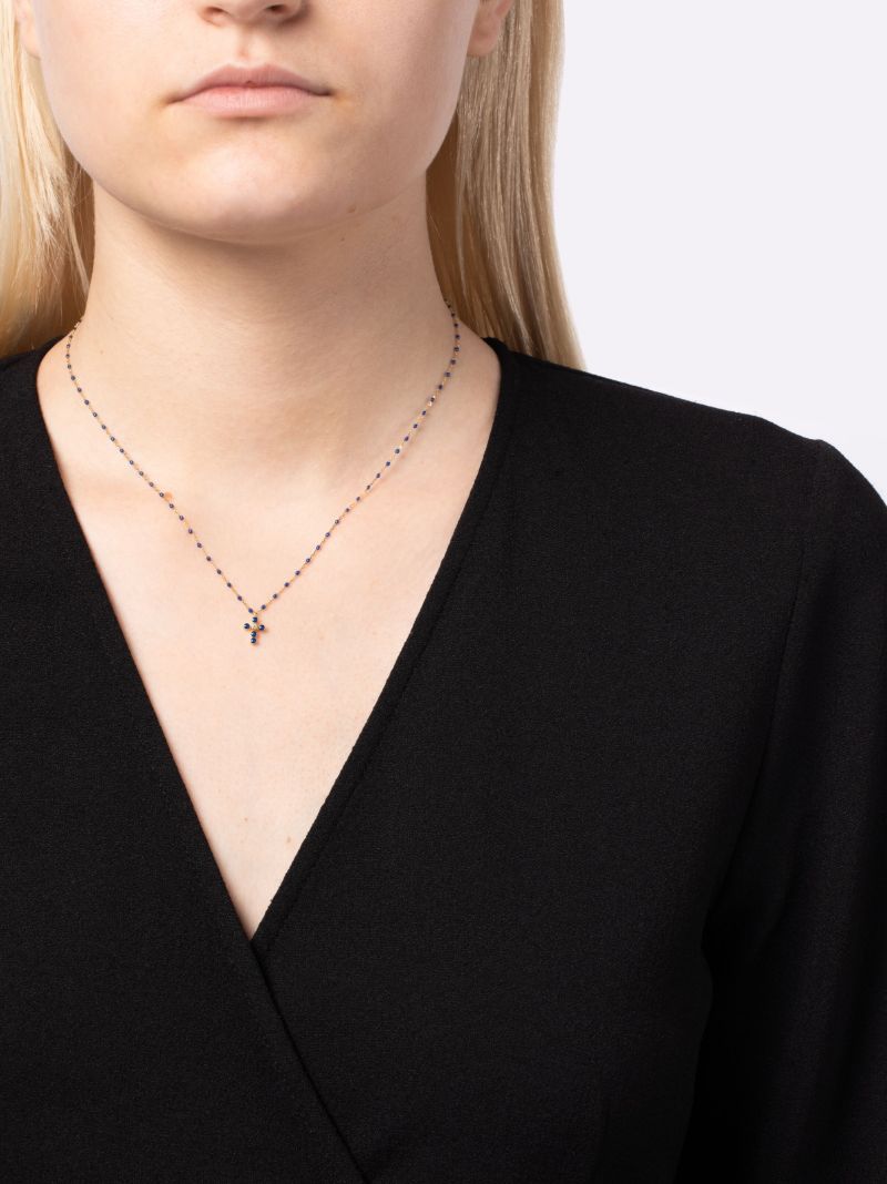 18k Yellow Gold Cross Diamond Necklace