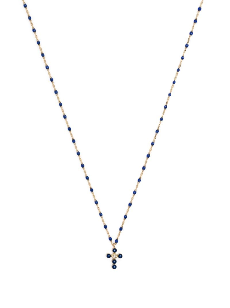 18k Yellow Gold Cross Diamond Necklace