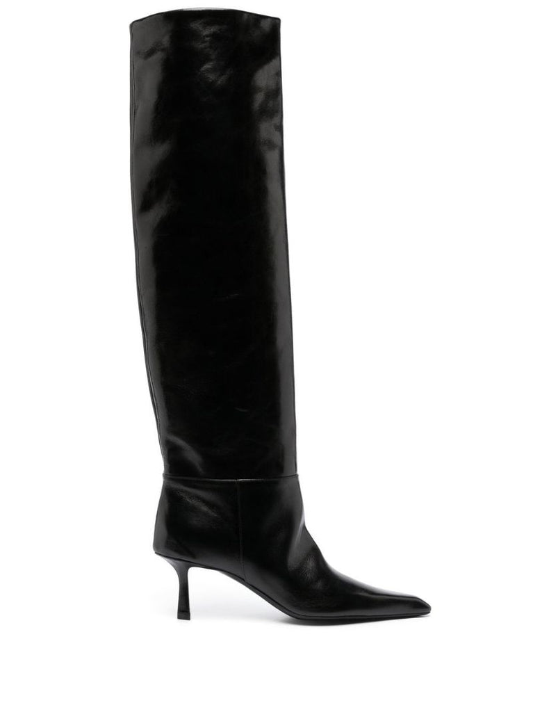 Black 65 Leather Knee-high Boots