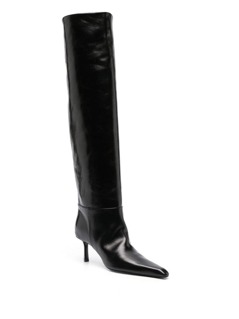 Black 65 Leather Knee-high Boots