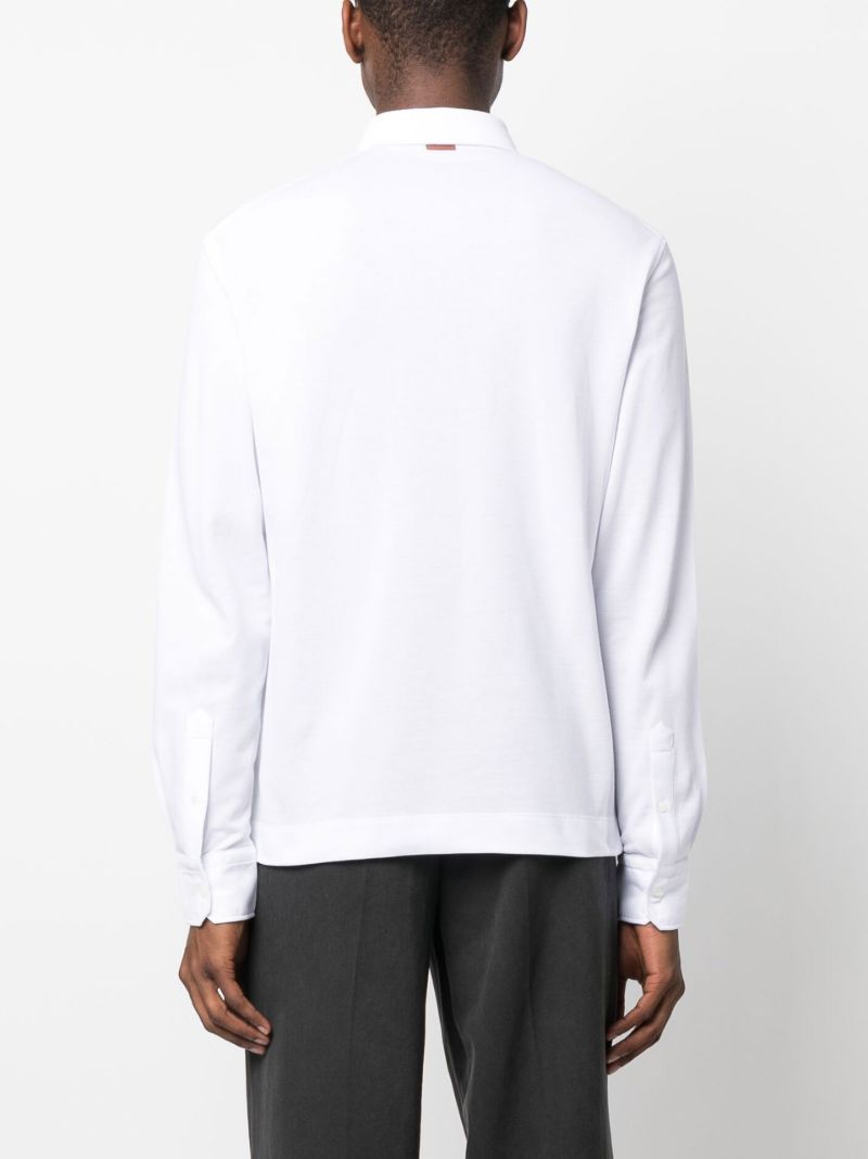 White Long Sleeved Polo Shirt