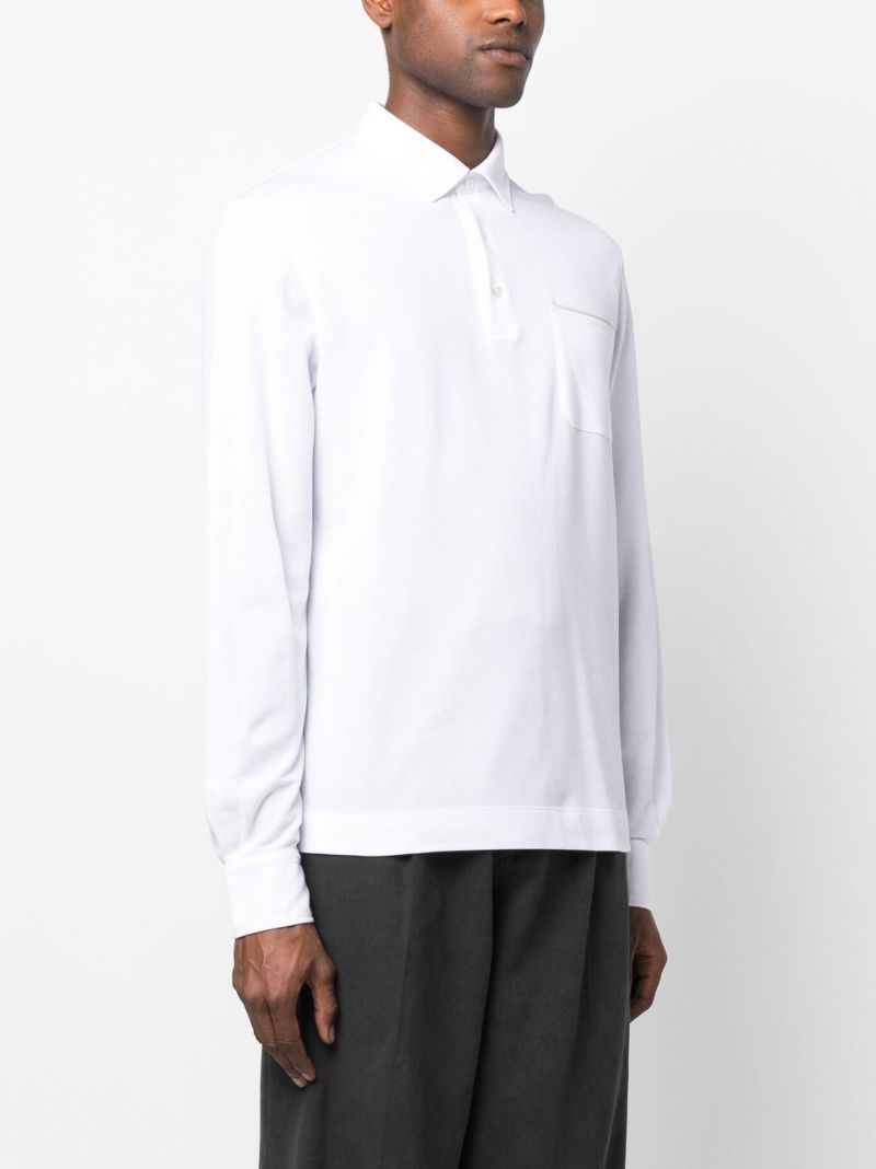 White Long Sleeved Polo Shirt