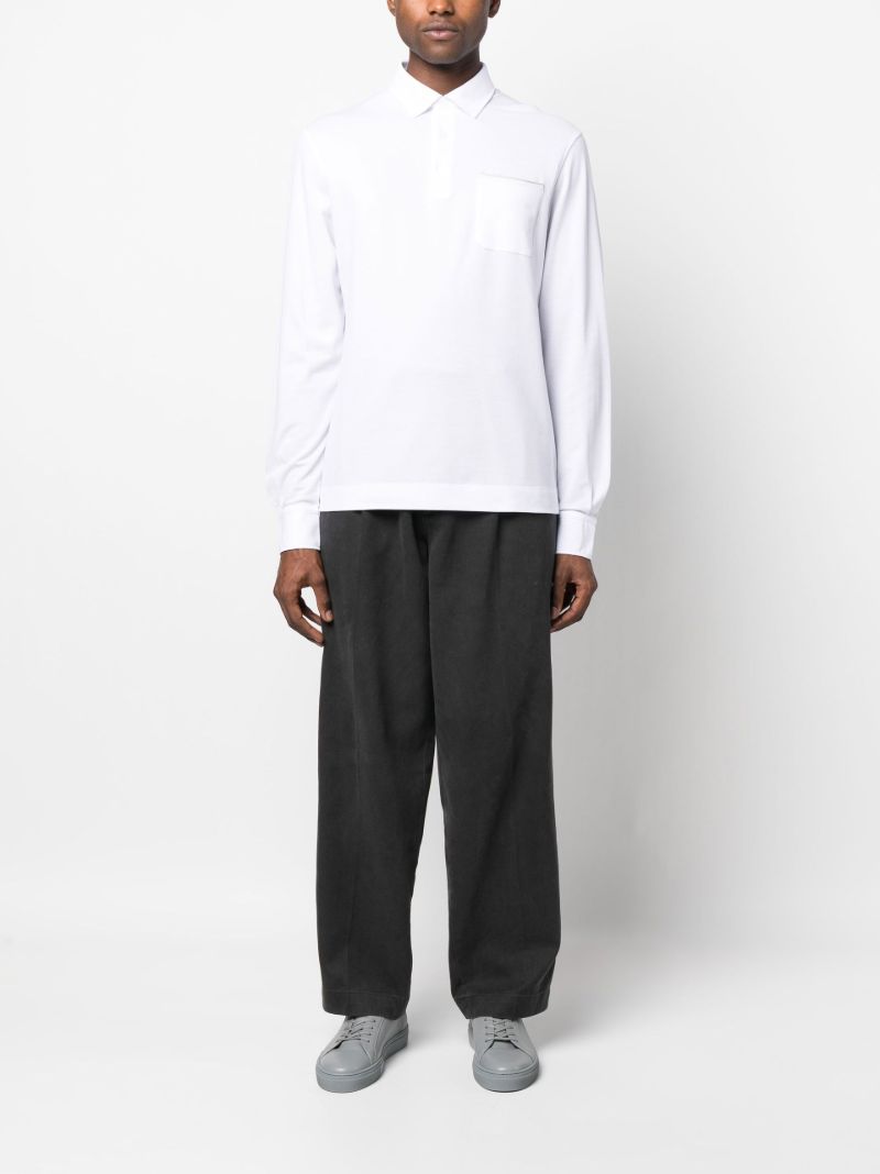 White Long Sleeved Polo Shirt