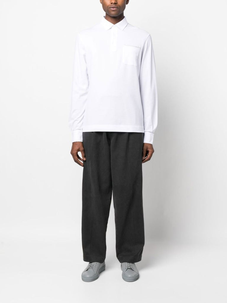 White Long Sleeved Polo Shirt