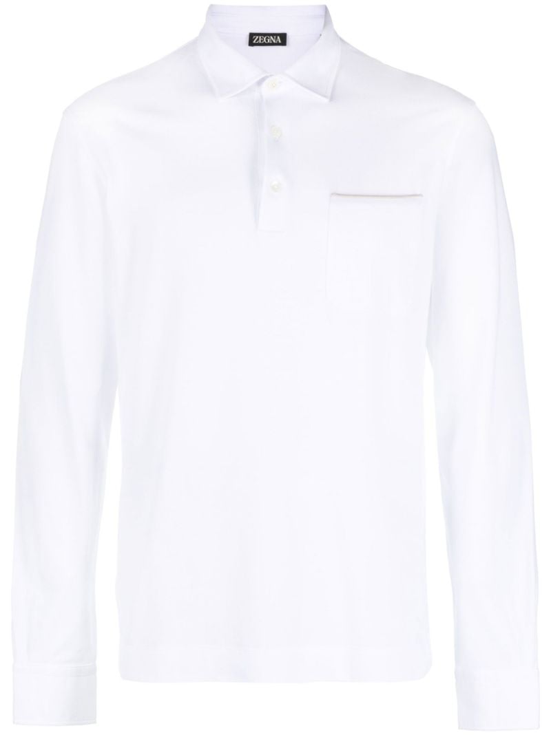 White Long Sleeved Polo Shirt