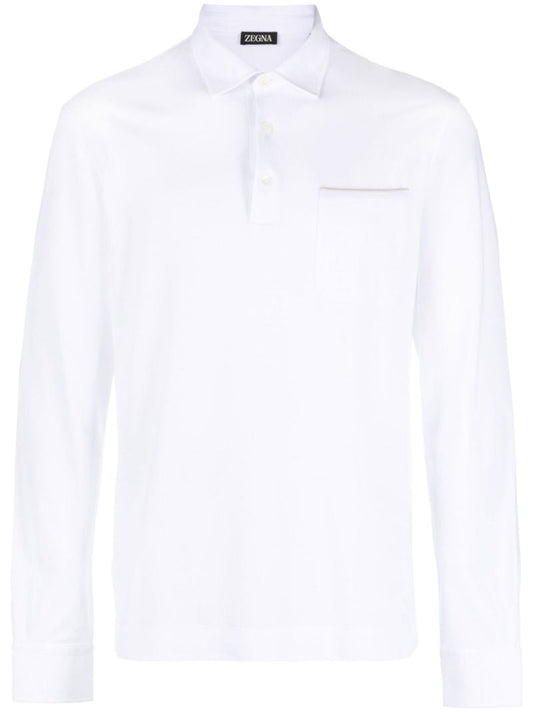 White Long Sleeved Polo Shirt