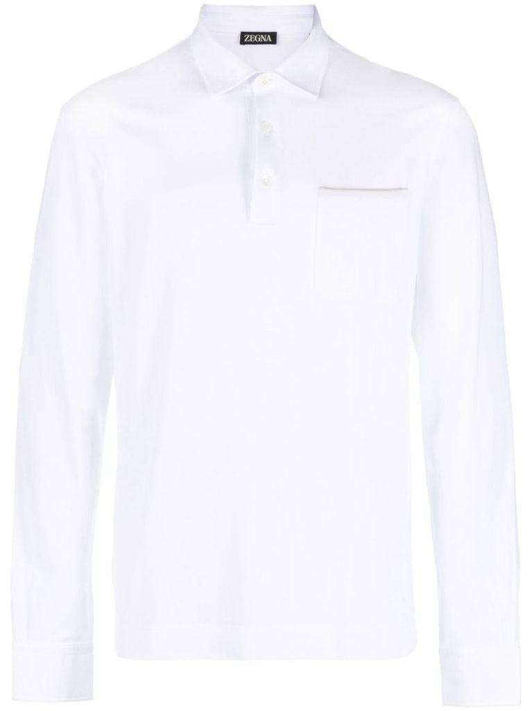 White Long Sleeved Polo Shirt
