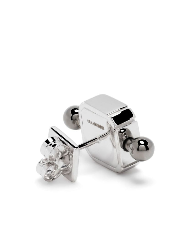 18k White Gold Black Bar Square Post Earring