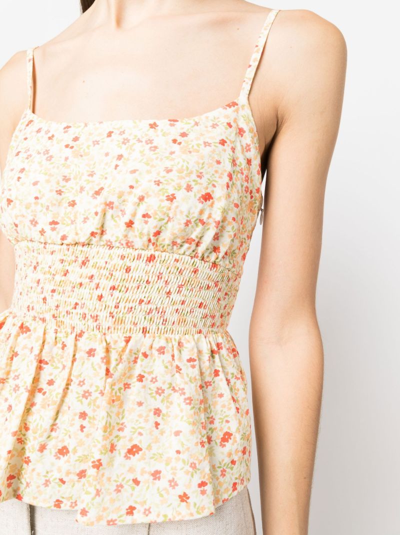 Neutral Floret Smocked Camisole Top