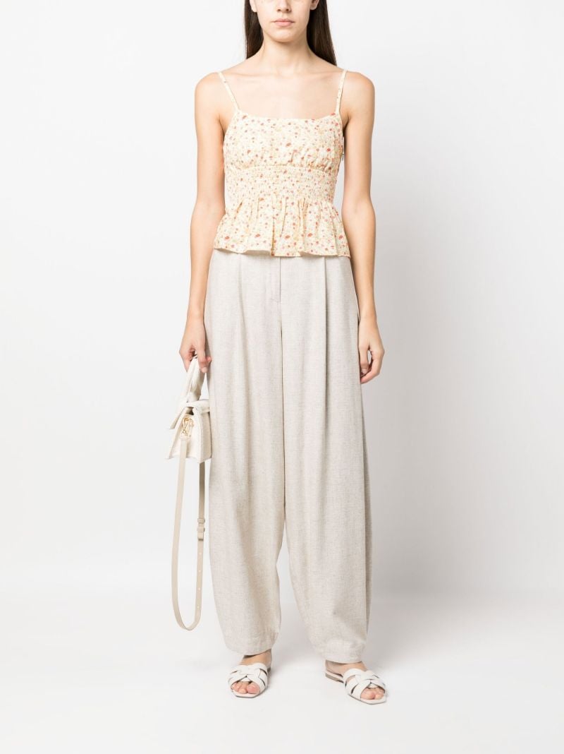 Neutral Floret Smocked Camisole Top