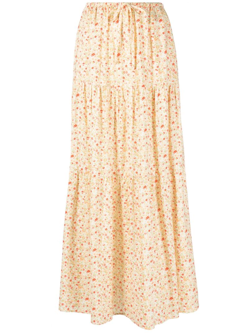 Yellow Weekend Floral Print Skirt
