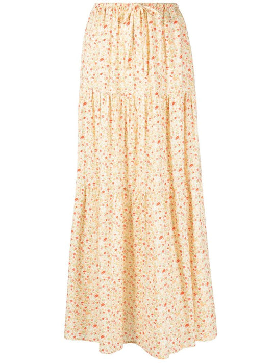 Yellow Weekend Floral Print Skirt