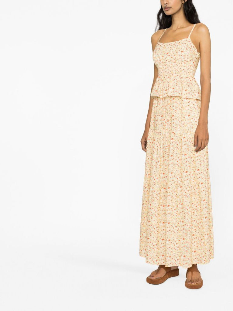 Yellow Weekend Floral Print Skirt
