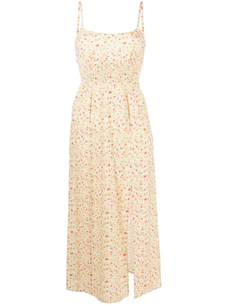 Neutral Floret Print Midi Dress