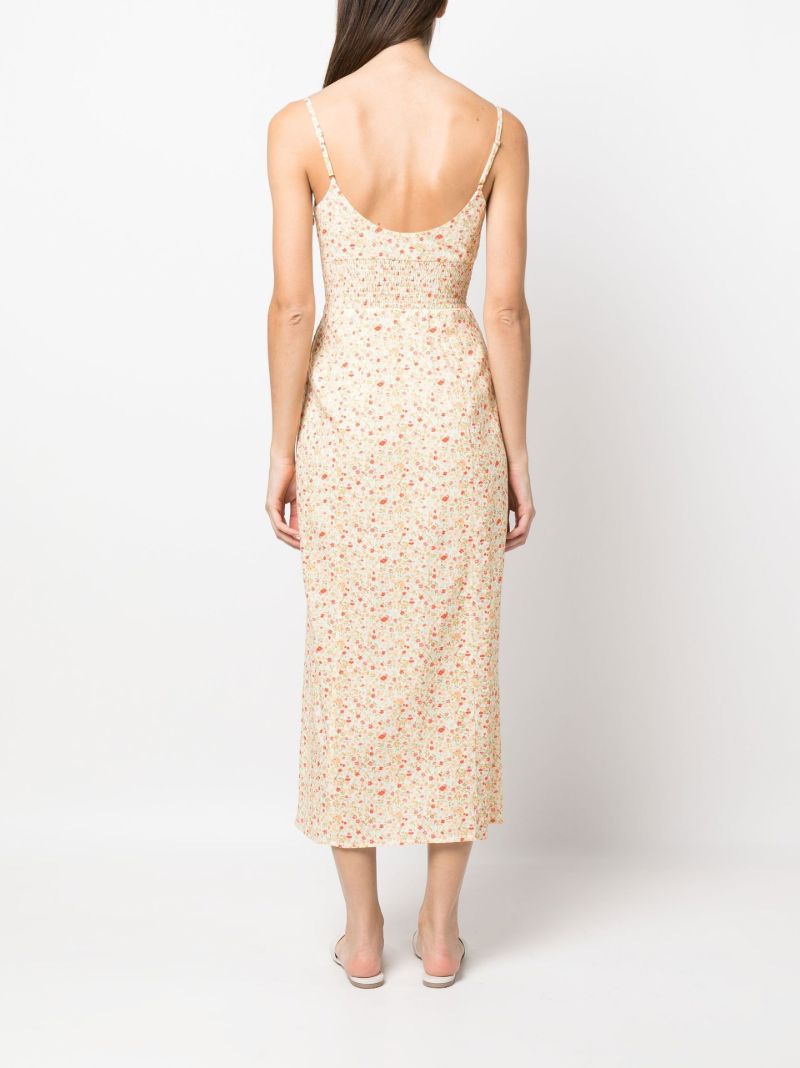 Neutral Floret Print Midi Dress