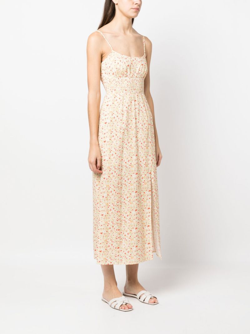 Neutral Floret Print Midi Dress