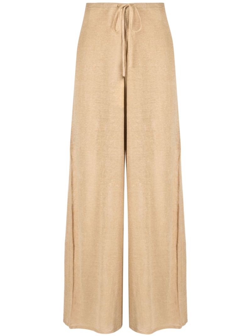 Neutral Tamile Linen Wide-leg Trousers