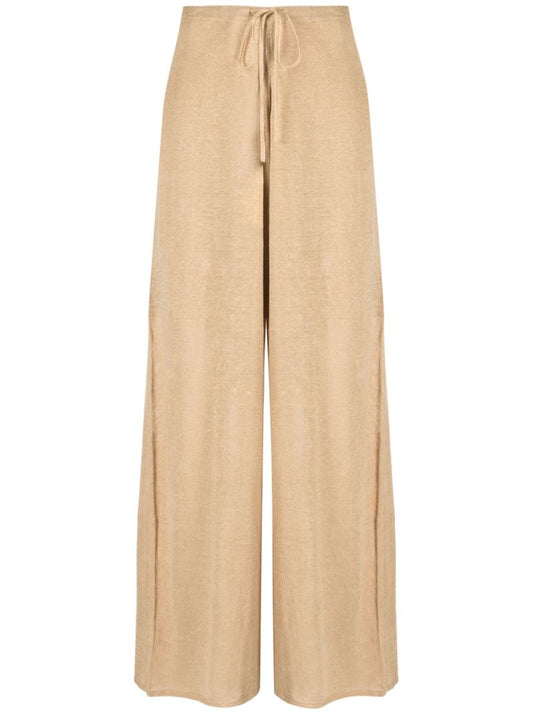 Neutral Tamile Linen Wide-leg Trousers
