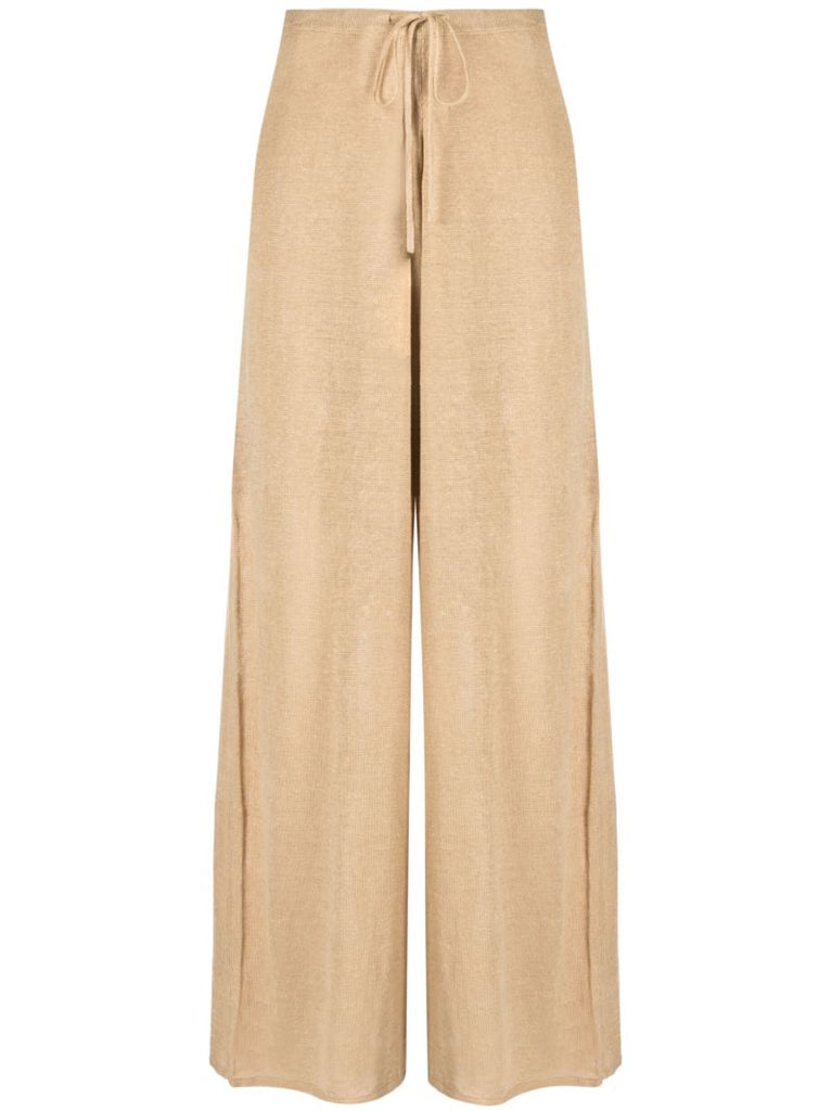 Neutral Tamile Linen Wide-leg Trousers
