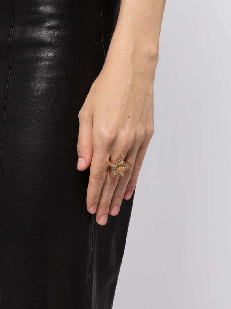 Gold-tone Medusa Star Crystal Ring