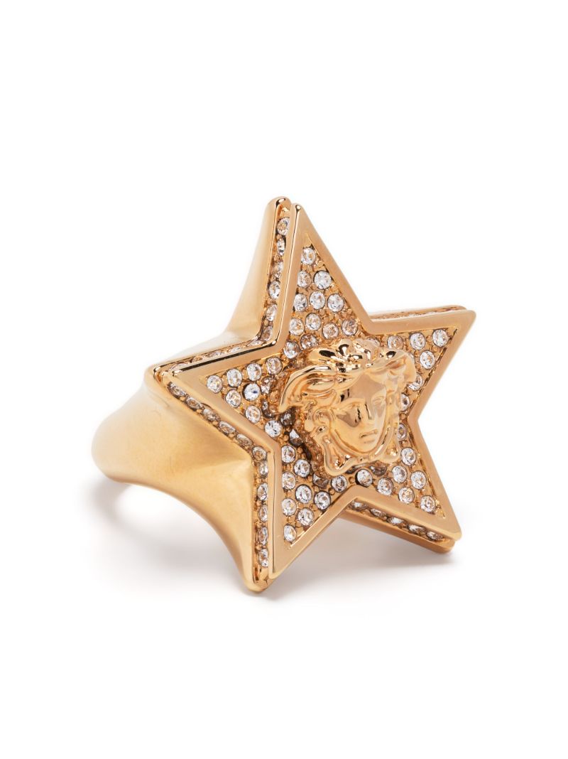Gold-tone Medusa Star Crystal Ring