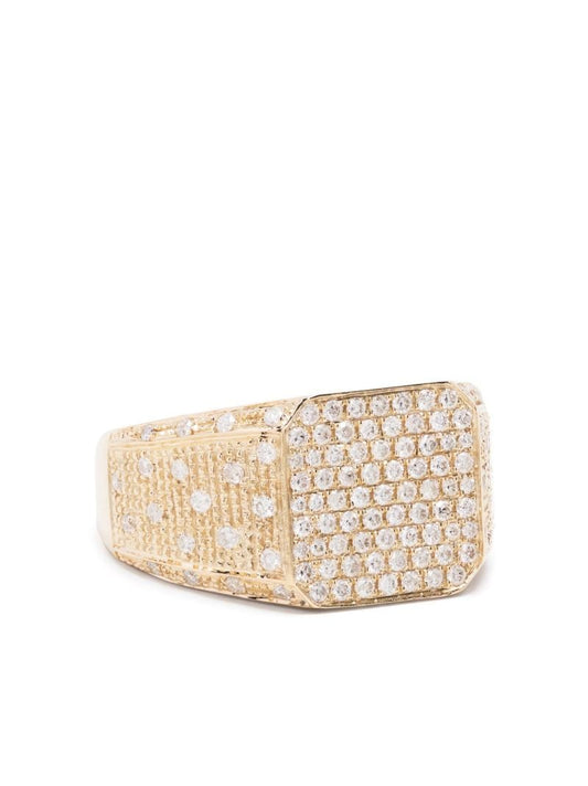 9k Yellow Gold Mini Princesse Diamond Signet Ring