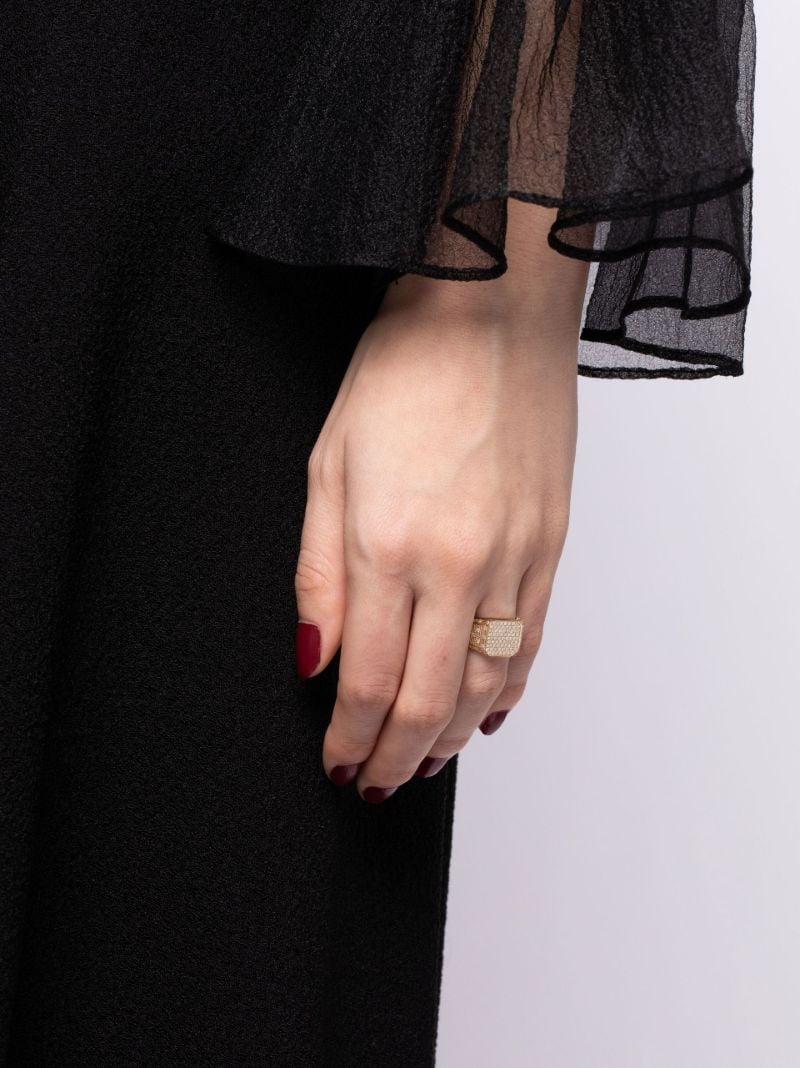 9k Yellow Gold Mini Princesse Diamond Signet Ring