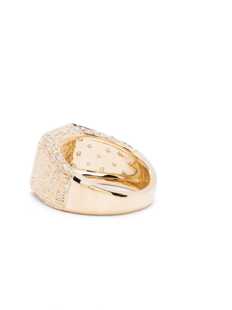 9k Yellow Gold Mini Princesse Diamond Signet Ring