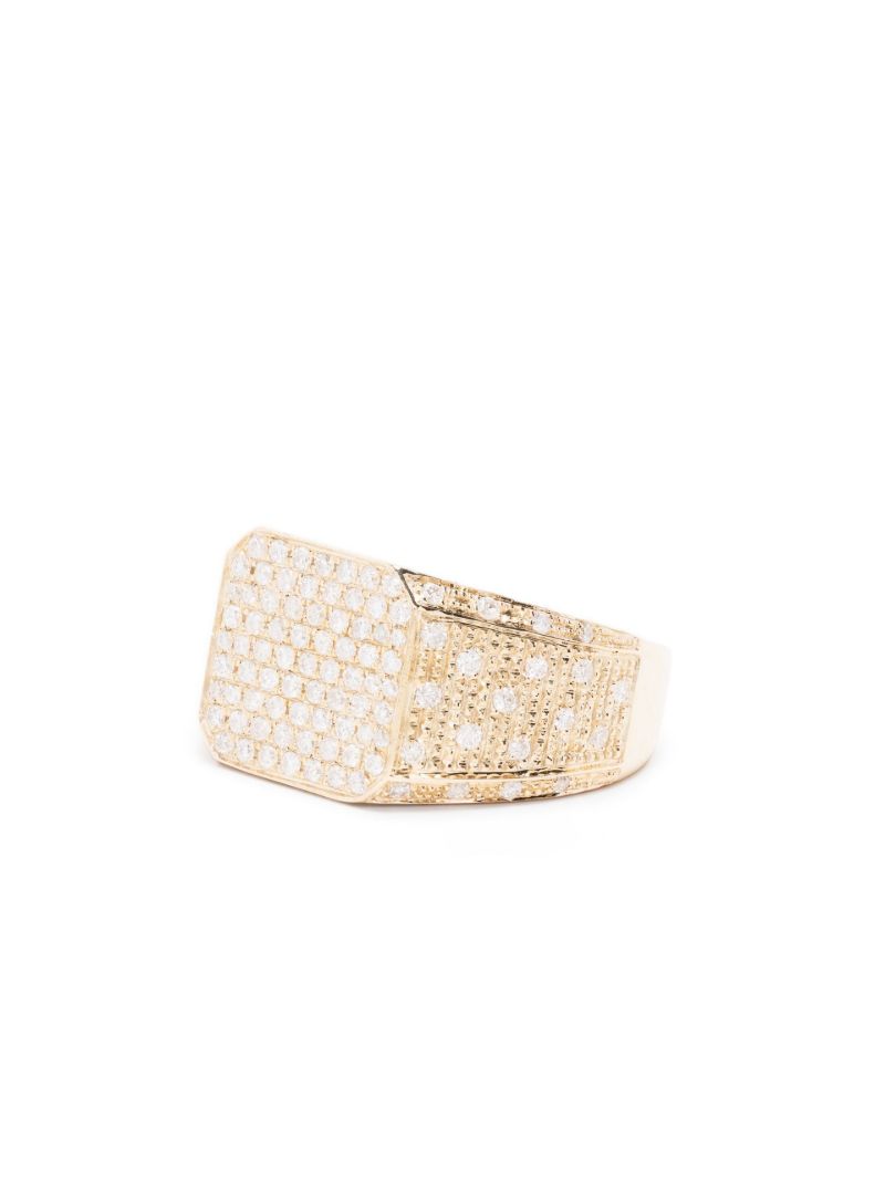 9k Yellow Gold Mini Princesse Diamond Signet Ring