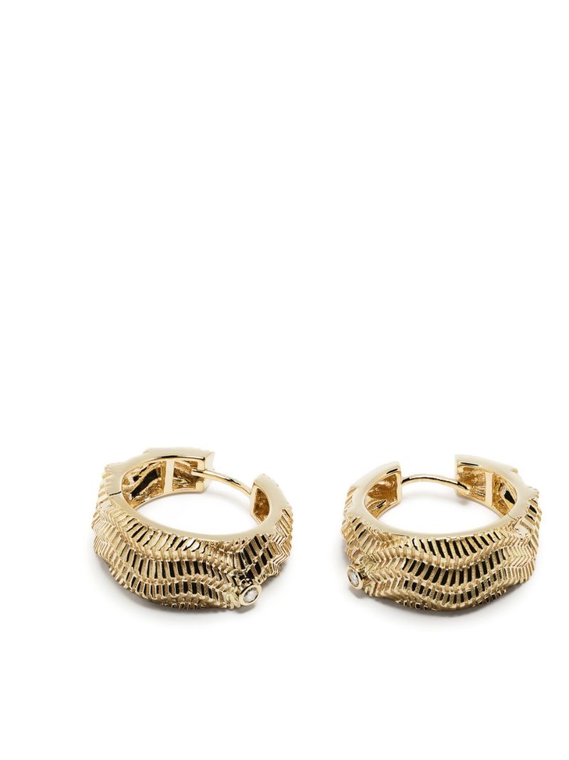 9k Yellow Gold Berlingot Diamond Hoop Earrings