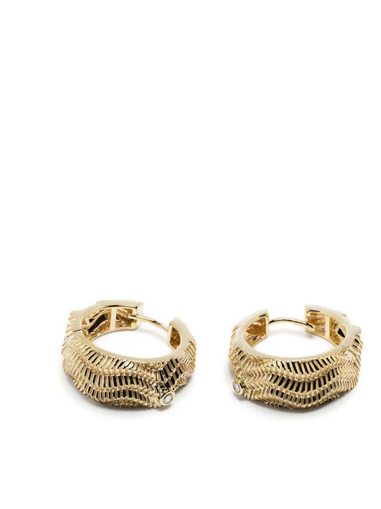 9k Yellow Gold Berlingot Diamond Hoop Earrings