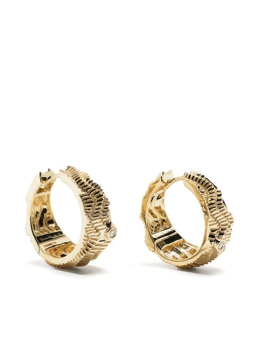 9k Yellow Gold Berlingot Diamond Hoop Earrings