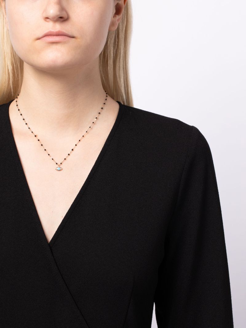 18k Rose Gold Evil Eye Turqoise and Diamond Necklace