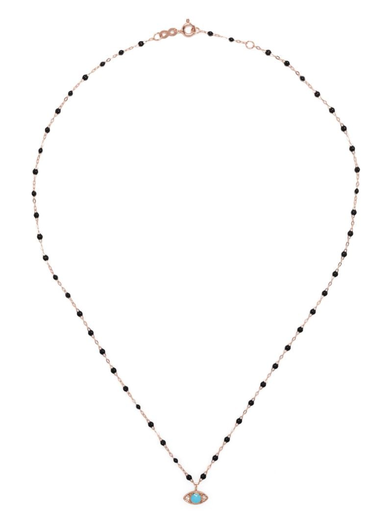 18k Rose Gold Evil Eye Turqoise and Diamond Necklace