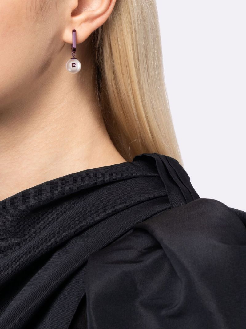 18k White Gold Pearl Single Drop Earring