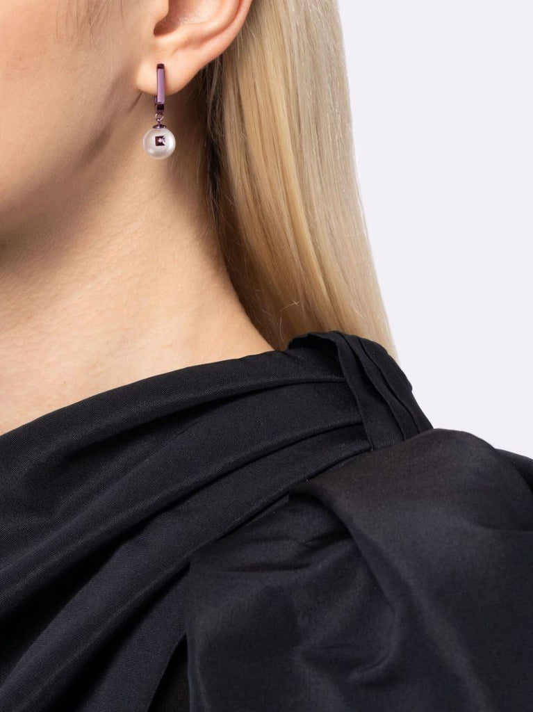 18k White Gold Pearl Single Drop Earring